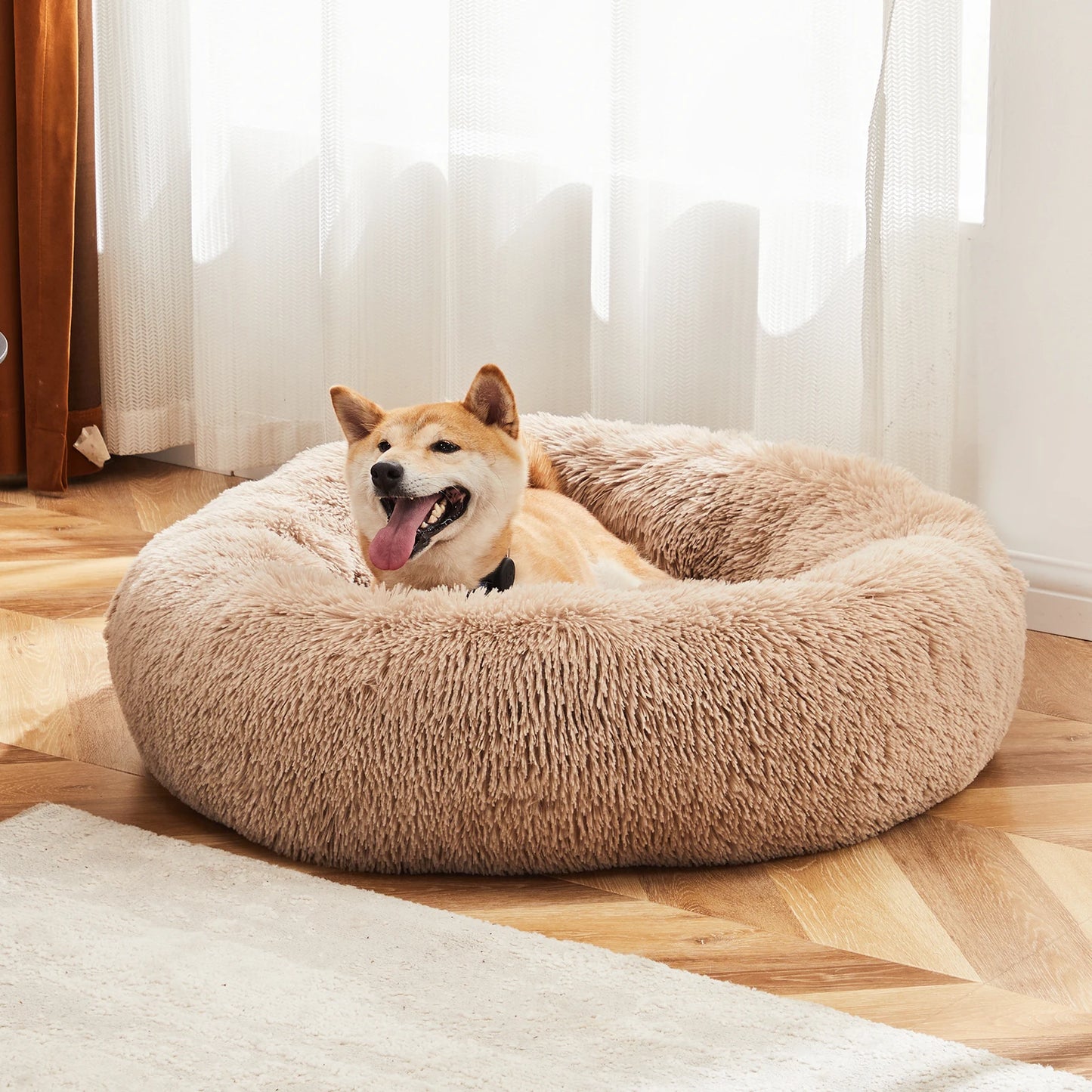 Anti-Slip Round Fluffy Plush Faux Fur Pet Bed