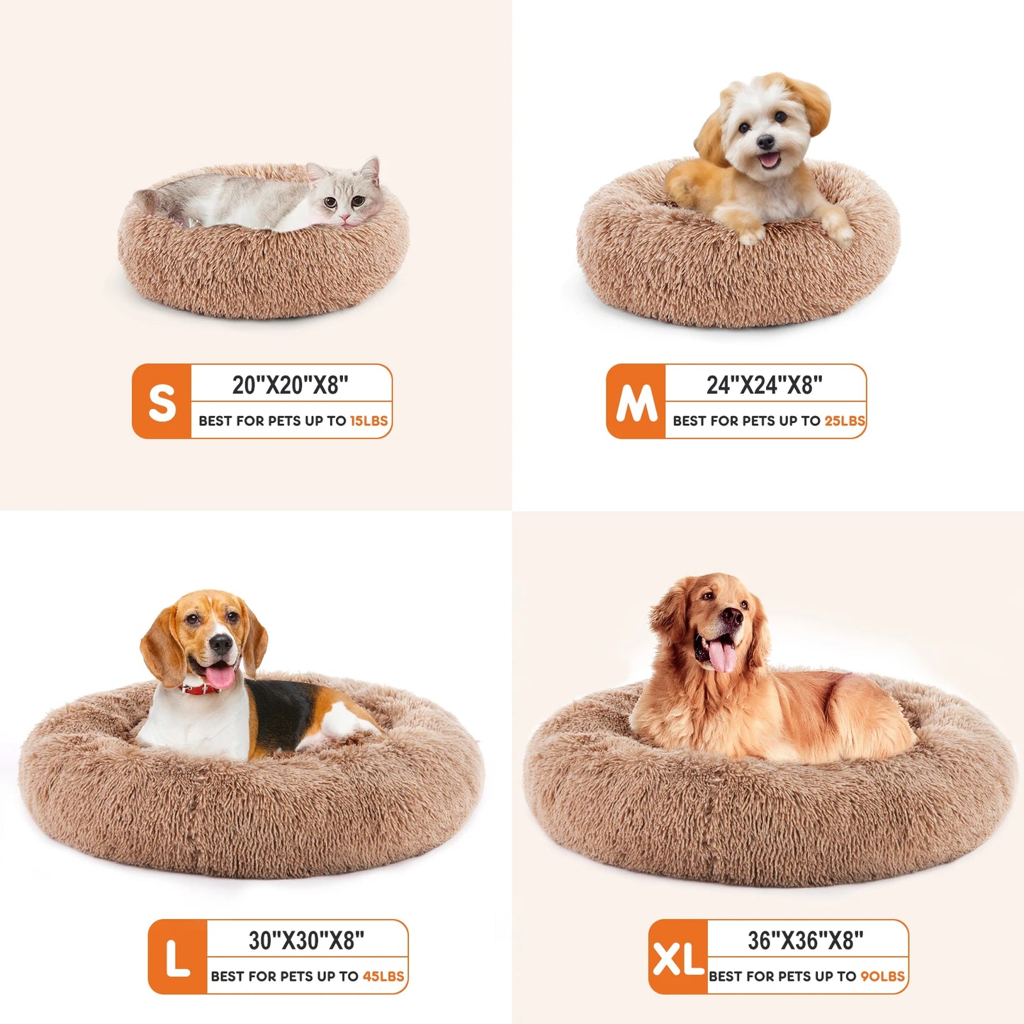 Anti-Slip Round Fluffy Plush Faux Fur Pet Bed