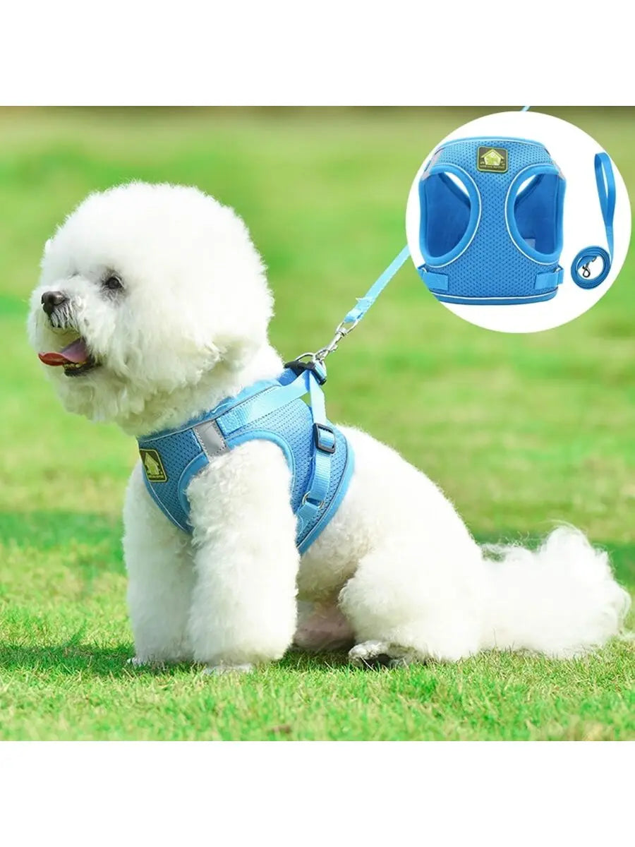 1 Set Comfortable Mesh Breathable Adjustable Reflective Dog Vest Chest Back Strap