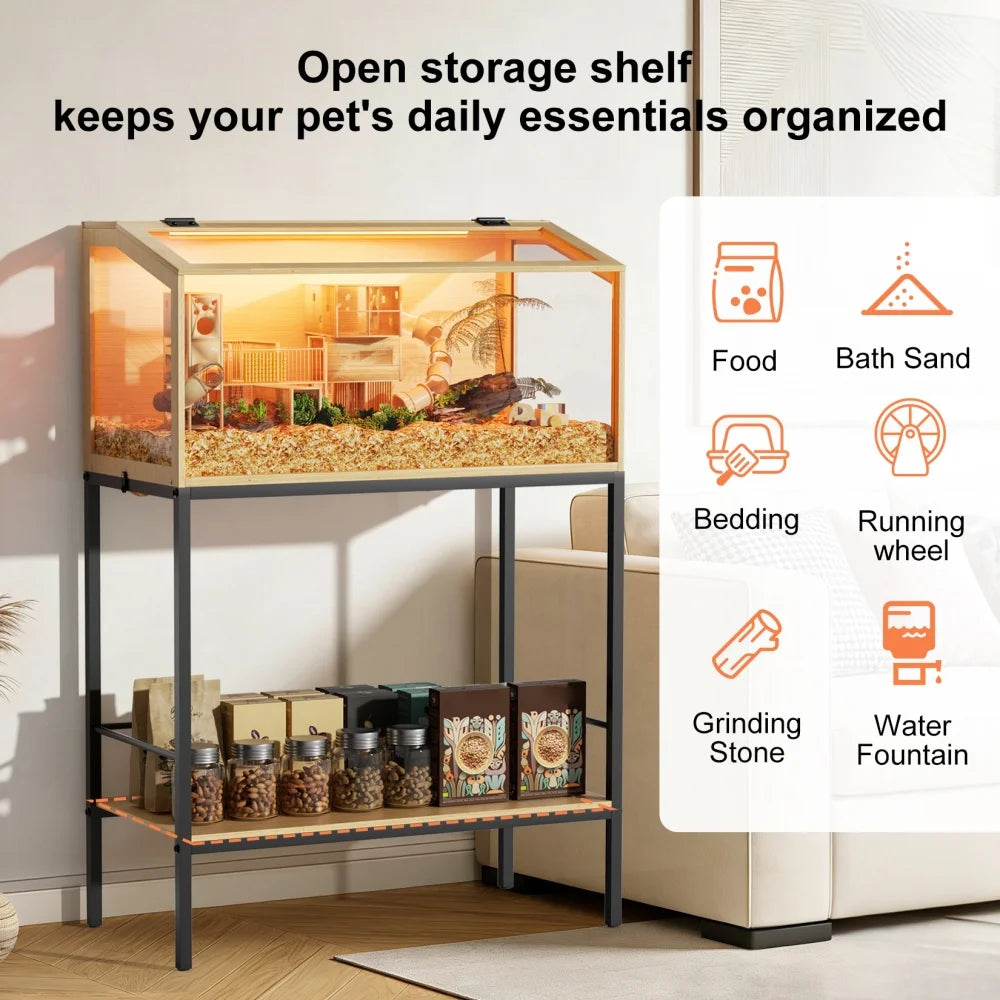 Large Elevated Wooden Hamster Cage with Storage Shelf