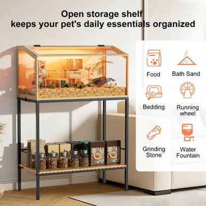Large Elevated Wooden Hamster Cage with Storage Shelf