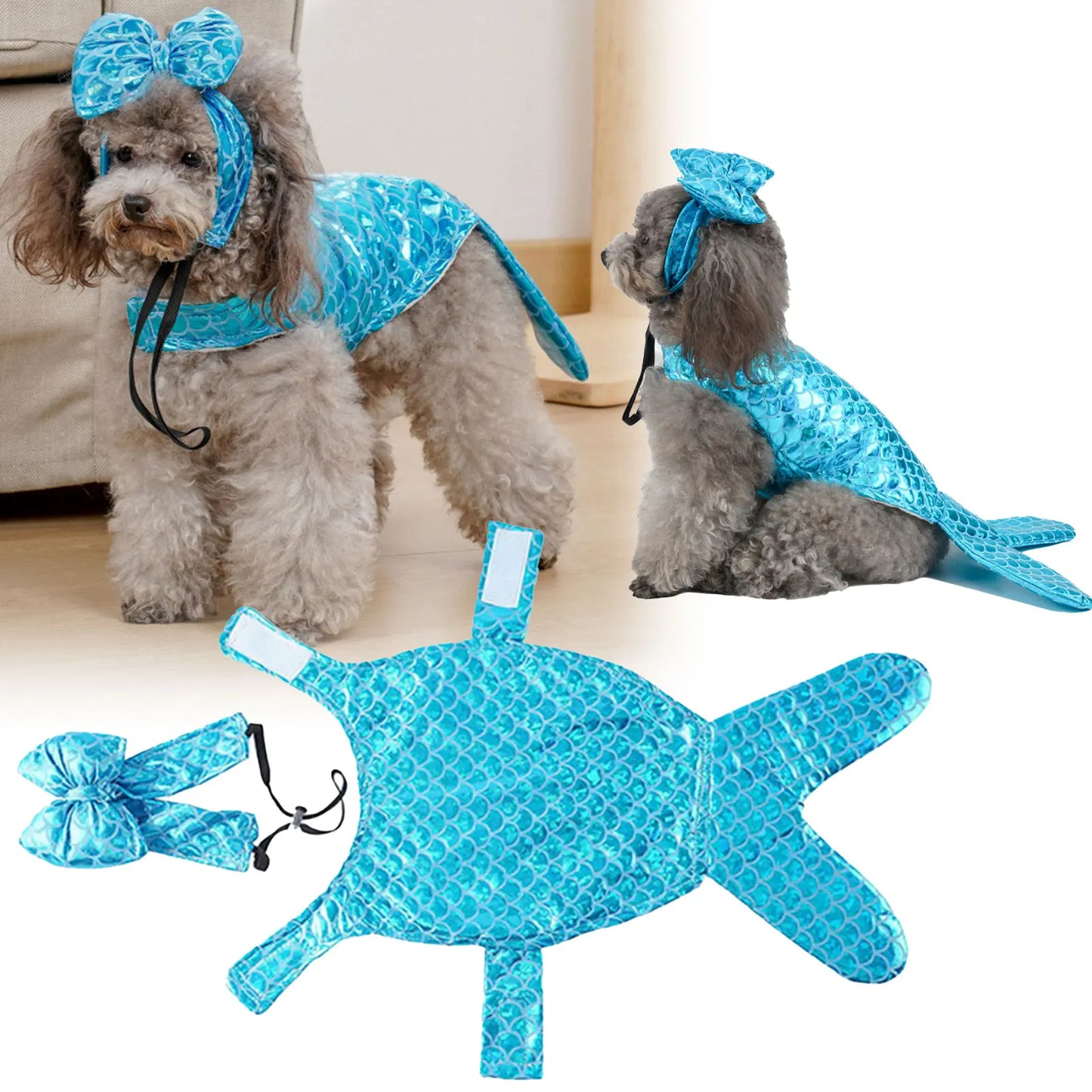 Mermaid Dog Costume S/M/L/XL Funny ,Cute Cosplay Party Dog Photo Shoots