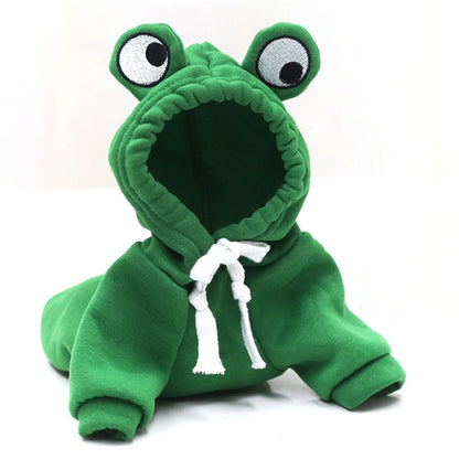 New Dog Hoodie Clothes Frog Shape Warm Fleece