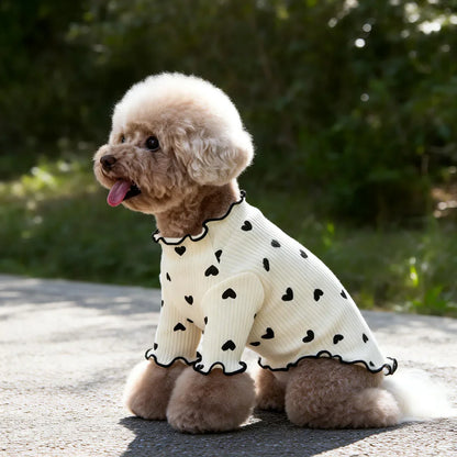 Pet T-shirt With Stretch Ribbed Heart Pattern