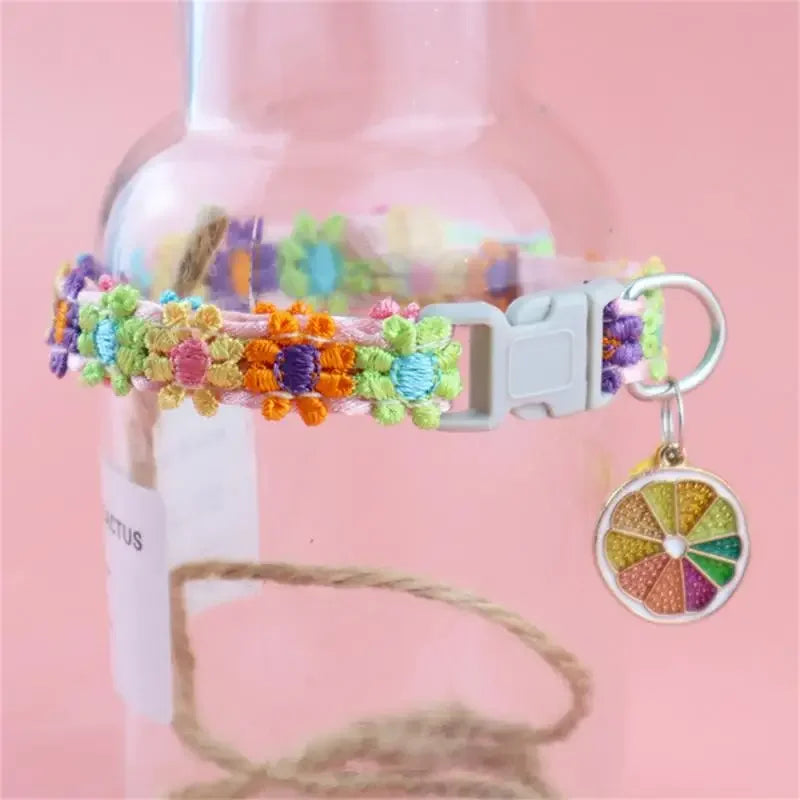 Fashion Rainbow Flower Collar With Bell