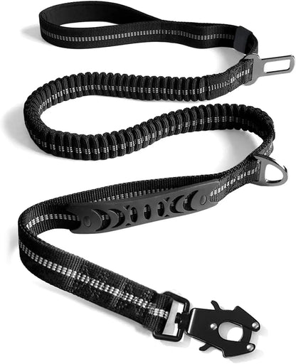 Reflective Shock Absorbing Pet Leash with Car Seatbelt