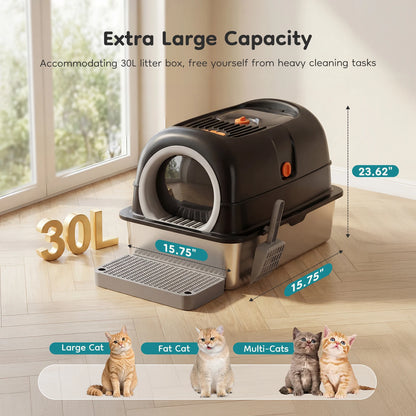24IN Stainless Steel Cat Litter Box