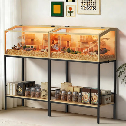 Large Elevated Wooden Hamster Cage with Storage Shelf