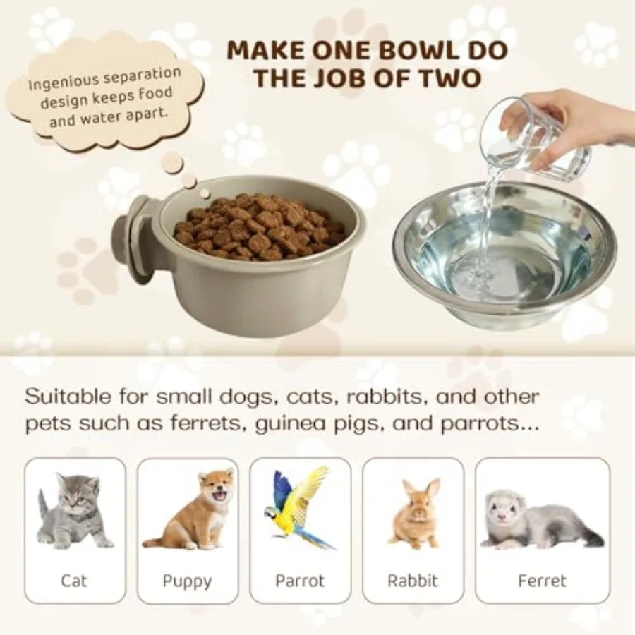 2Pcs Pets Lightweight Stainless Steel Bowl