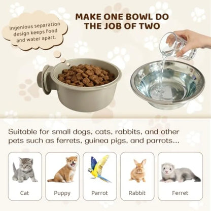 2Pcs Pets Lightweight Stainless Steel Bowl