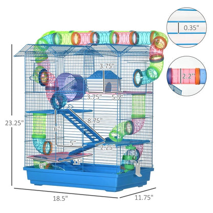 18.5" 5-Tier Hamster Cage with Tubes