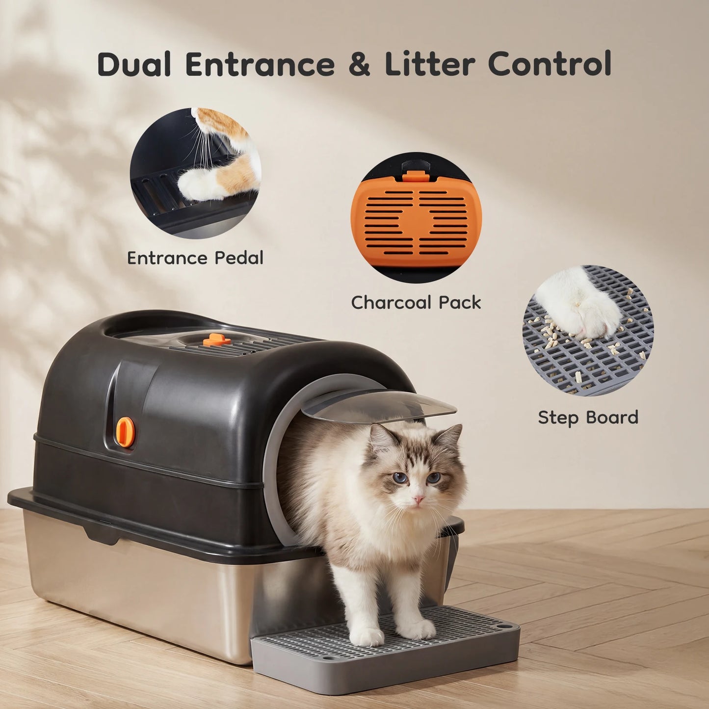 24IN Stainless Steel Cat Litter Box