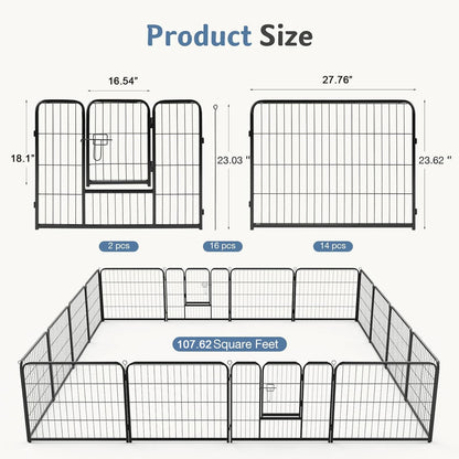 16 Panels Dog Playpen
