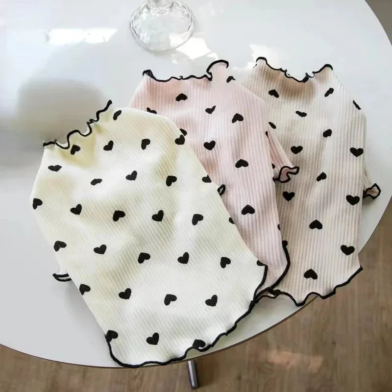 Pet T-shirt With Stretch Ribbed Heart Pattern