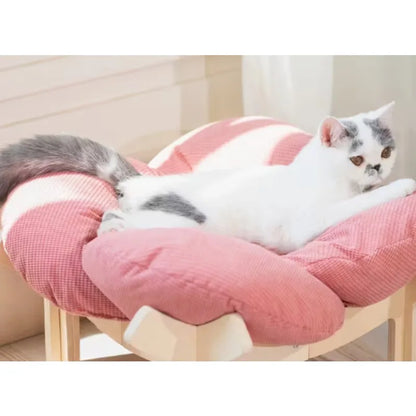 Wooden High Leg Cat Bed with Soft Cushion