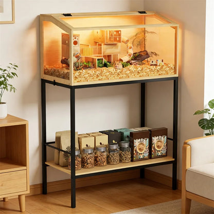 Large Elevated Wooden Hamster Cage with Storage Shelf