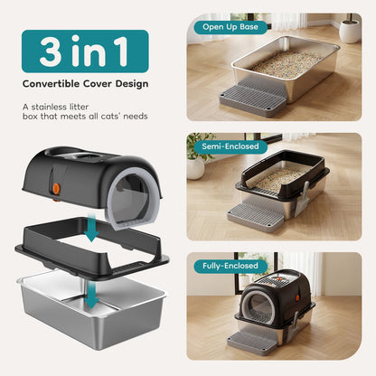24IN Stainless Steel Cat Litter Box