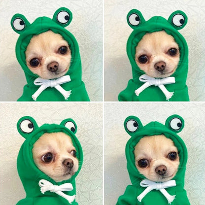 New Dog Hoodie Clothes Frog Shape Warm Fleece