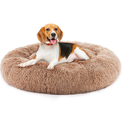 Anti-Slip Round Fluffy Plush Faux Fur Pet Bed