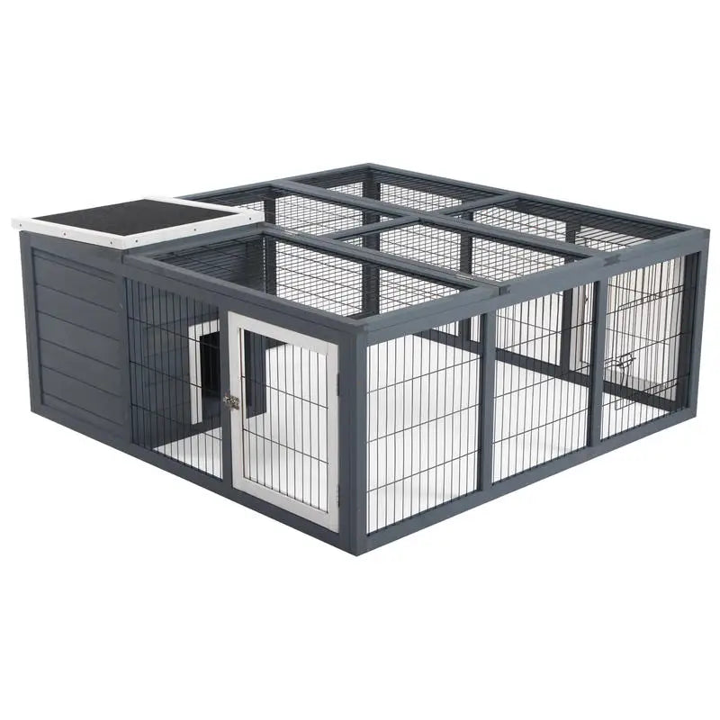 Outdoor Hutch with Openable Top 123 x 120 x 52cm, Grey