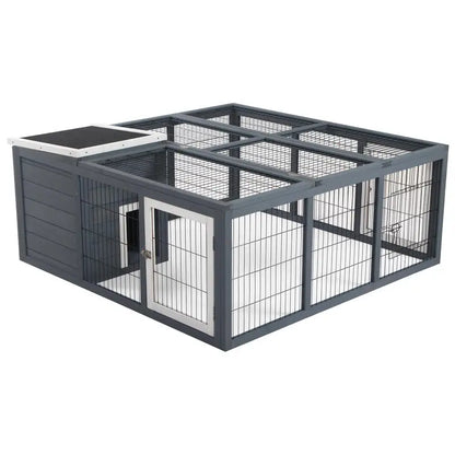 Outdoor Hutch with Openable Top 123 x 120 x 52cm, Grey
