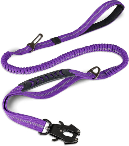 Reflective Shock Absorbing Pet Leash with Car Seatbelt