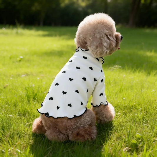 Pet T-shirt With Stretch Ribbed Heart Pattern