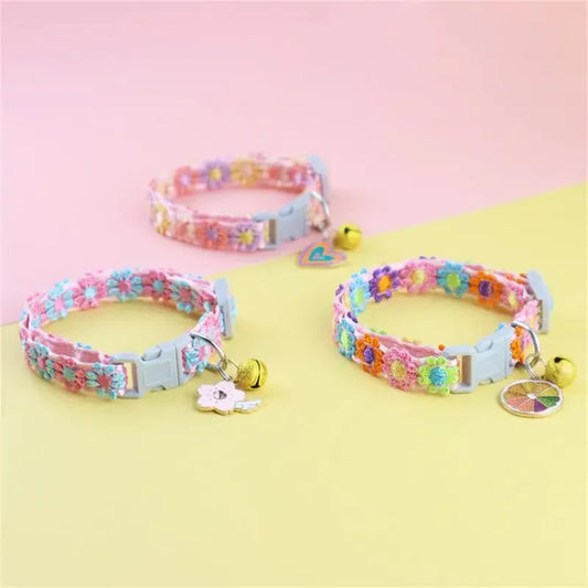 Fashion Rainbow Flower Collar With Bell