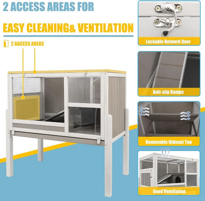 2-Story with Stand, Leak-Proof Tray, Ramp & Hideout for Small Pets