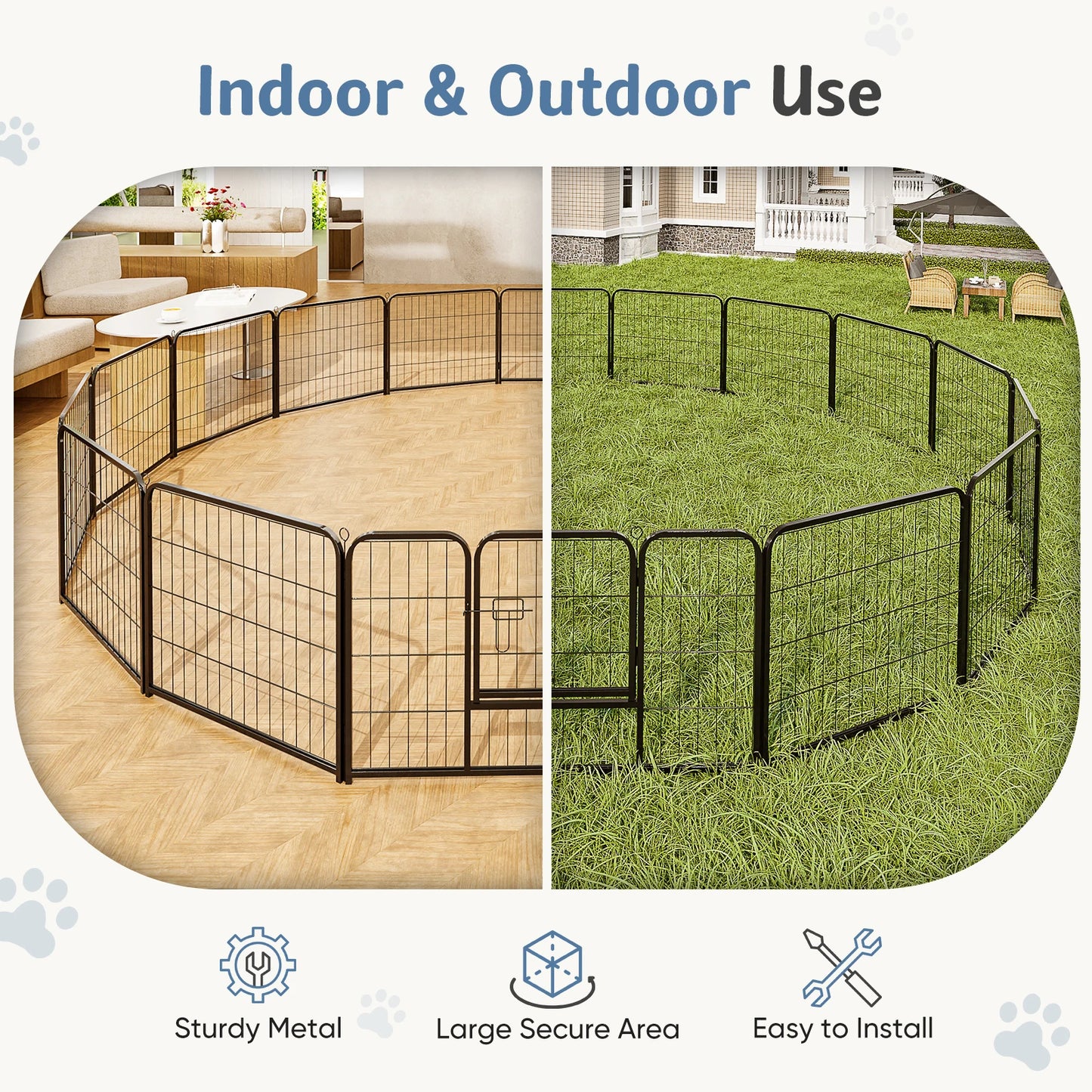 16 Panels Dog Playpen