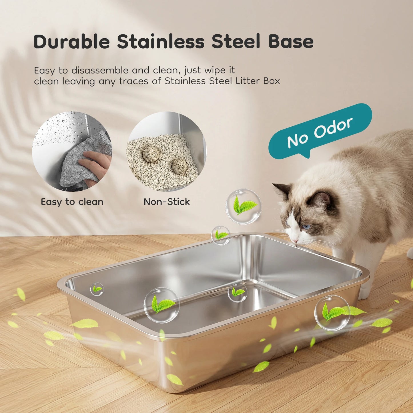 24IN Stainless Steel Cat Litter Box