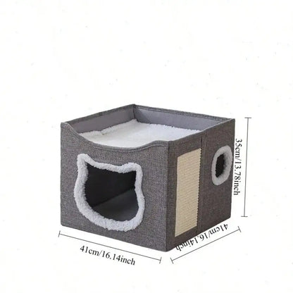 Cat House:  Play Cube, Toy Tunnel, Scratching Board,  Non-Slip Base