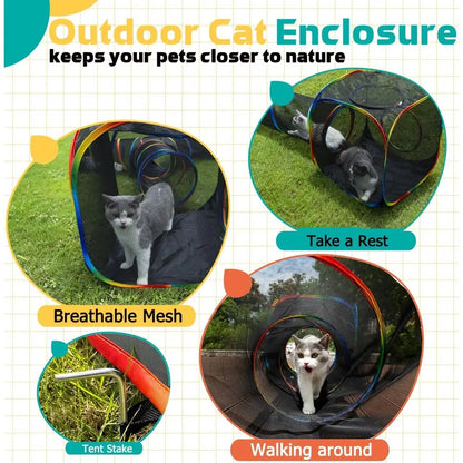 Portable Rainbow Cat Playground Tent