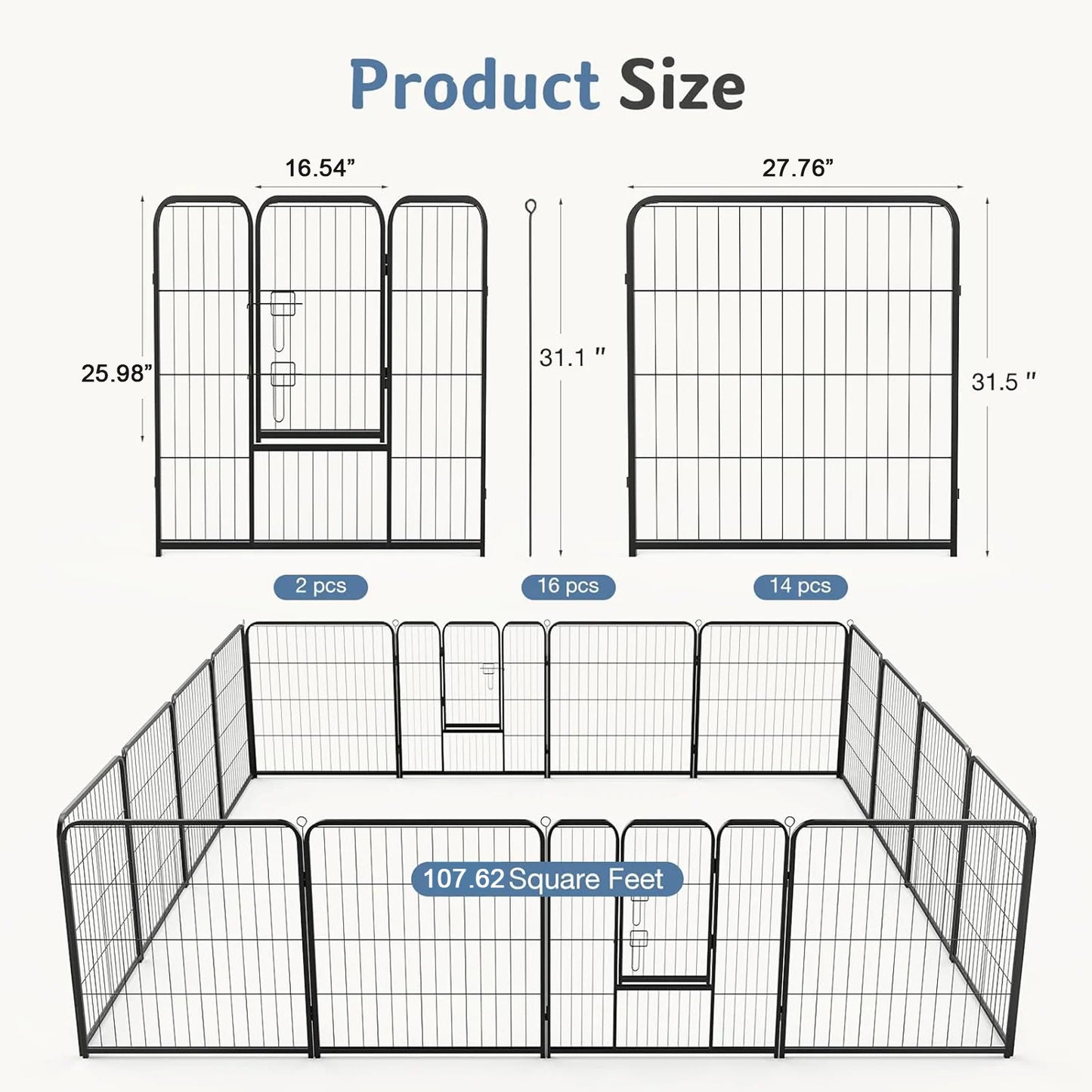 16 Panels Dog Playpen