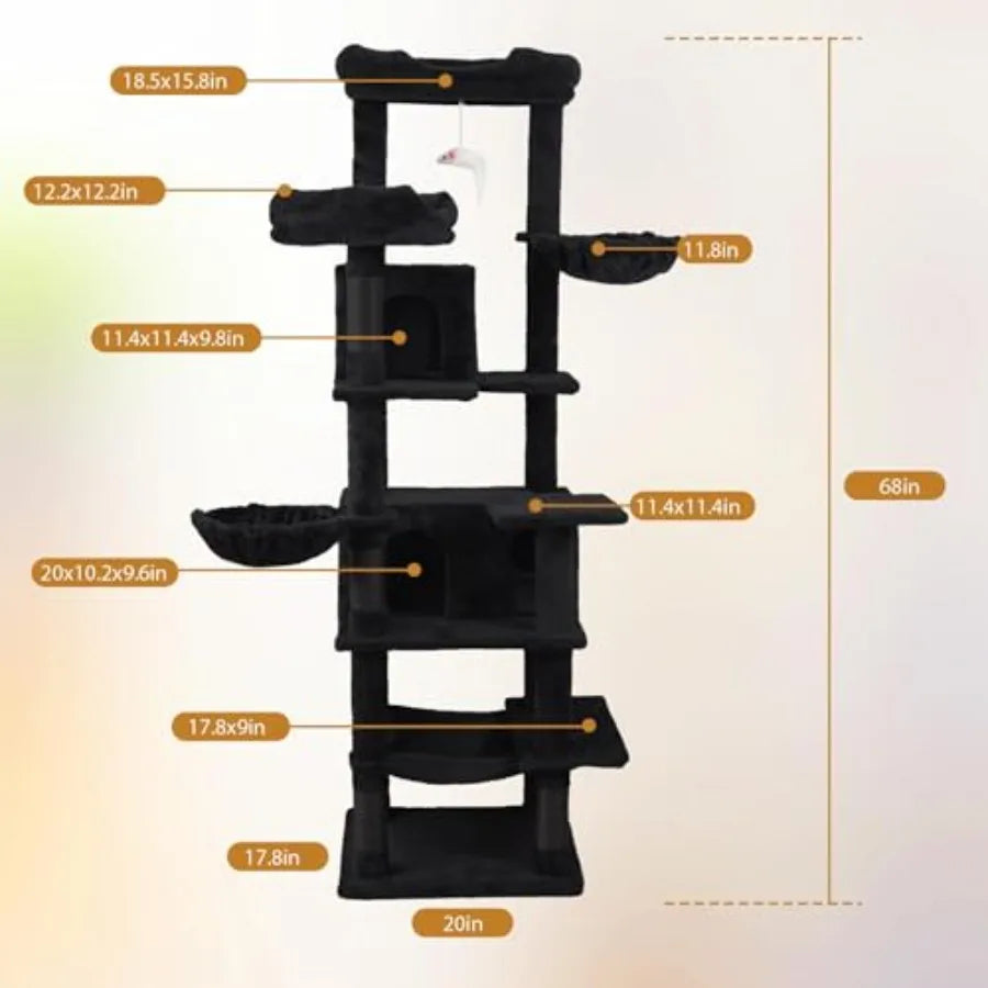 Tall Cat Tower with Scratching Post Condo