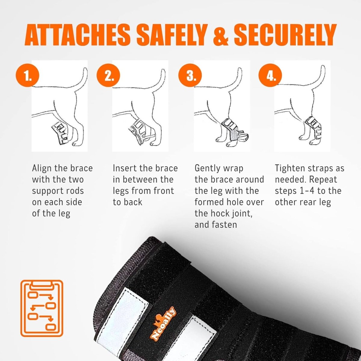 NeoAlly Dog Rear Leg Hock Brace with Safety Reflective Straps for Large Dogs