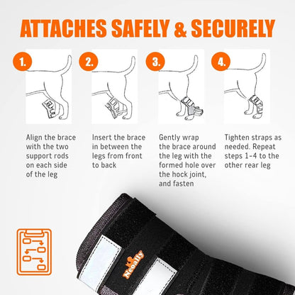 NeoAlly Dog Rear Leg Hock Brace with Safety Reflective Straps for Large Dogs