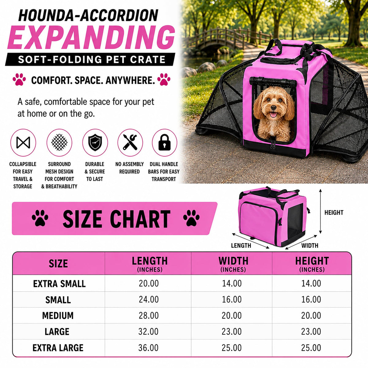 Pet Life ®  'Hounda Accordion' Metal Framed Soft-Folding