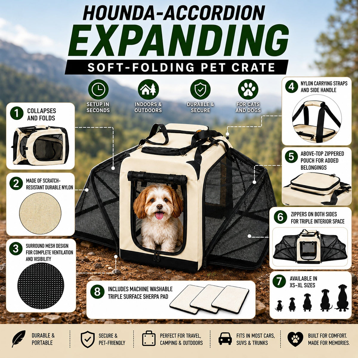 Pet Life ®  'Hounda Accordion' Metal Framed Soft-Folding