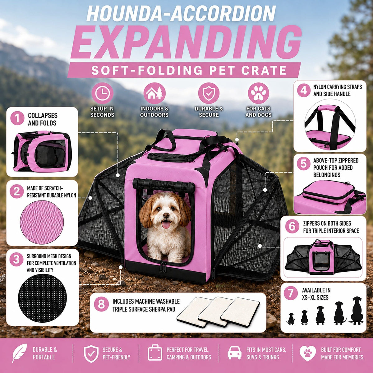 Pet Life ®  'Hounda Accordion' Metal Framed Soft-Folding