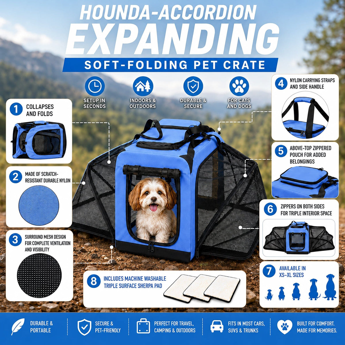 Pet Life ®  'Hounda Accordion' Metal Framed Soft-Folding