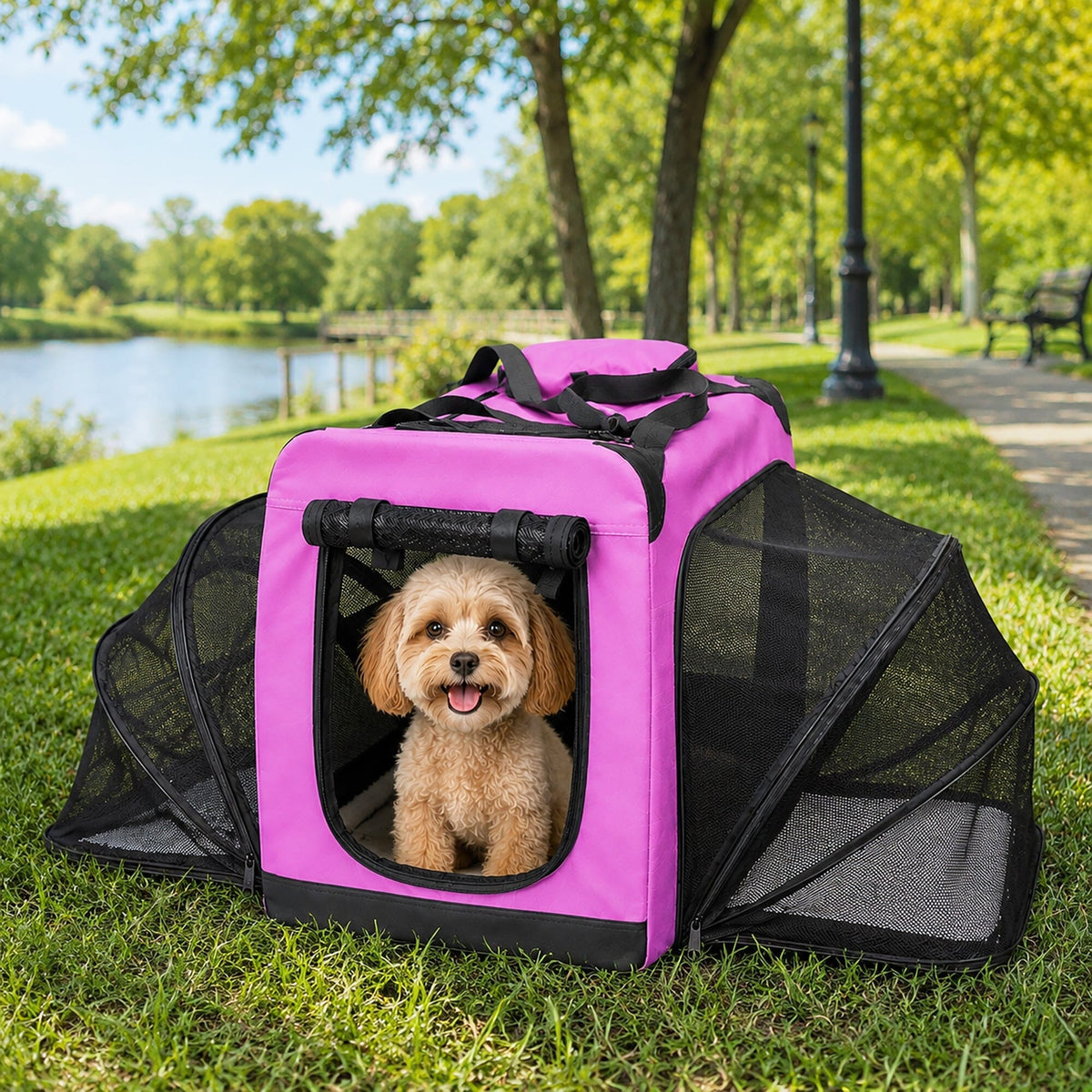 Pet Life ®  'Hounda Accordion' Metal Framed Soft-Folding