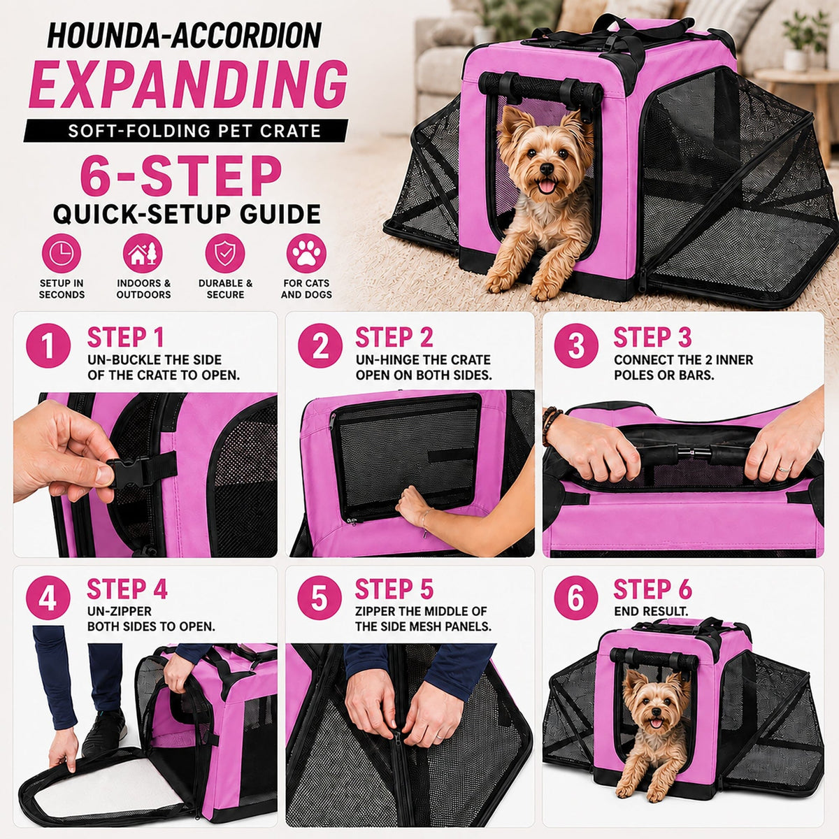 Pet Life ®  'Hounda Accordion' Metal Framed Soft-Folding