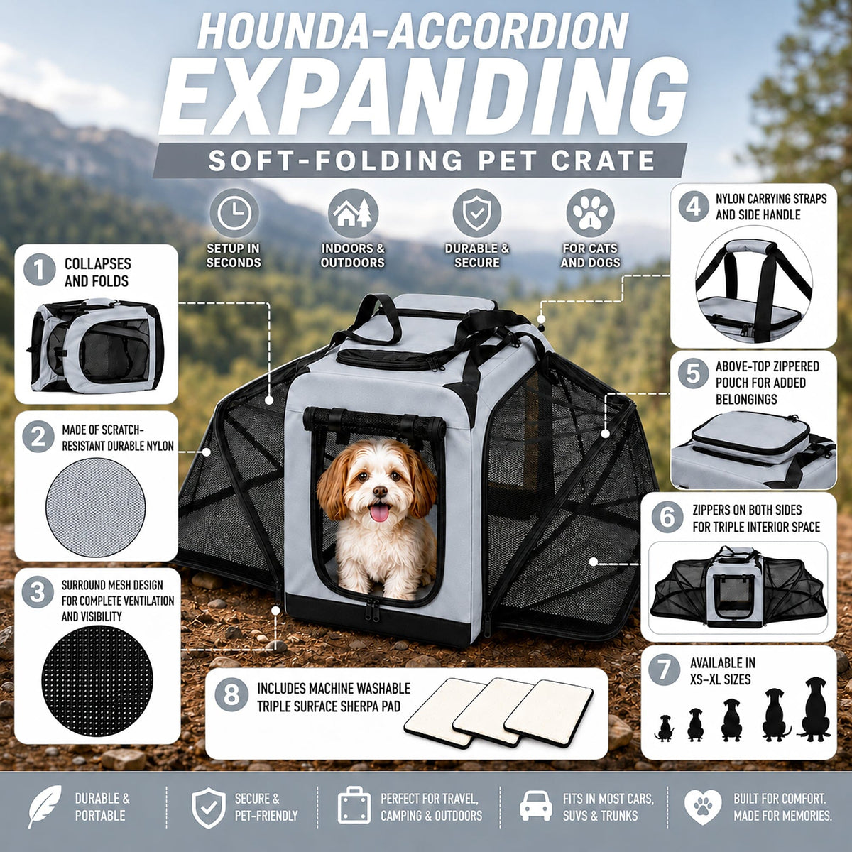 Pet Life ®  'Hounda Accordion' Metal Framed Soft-Folding
