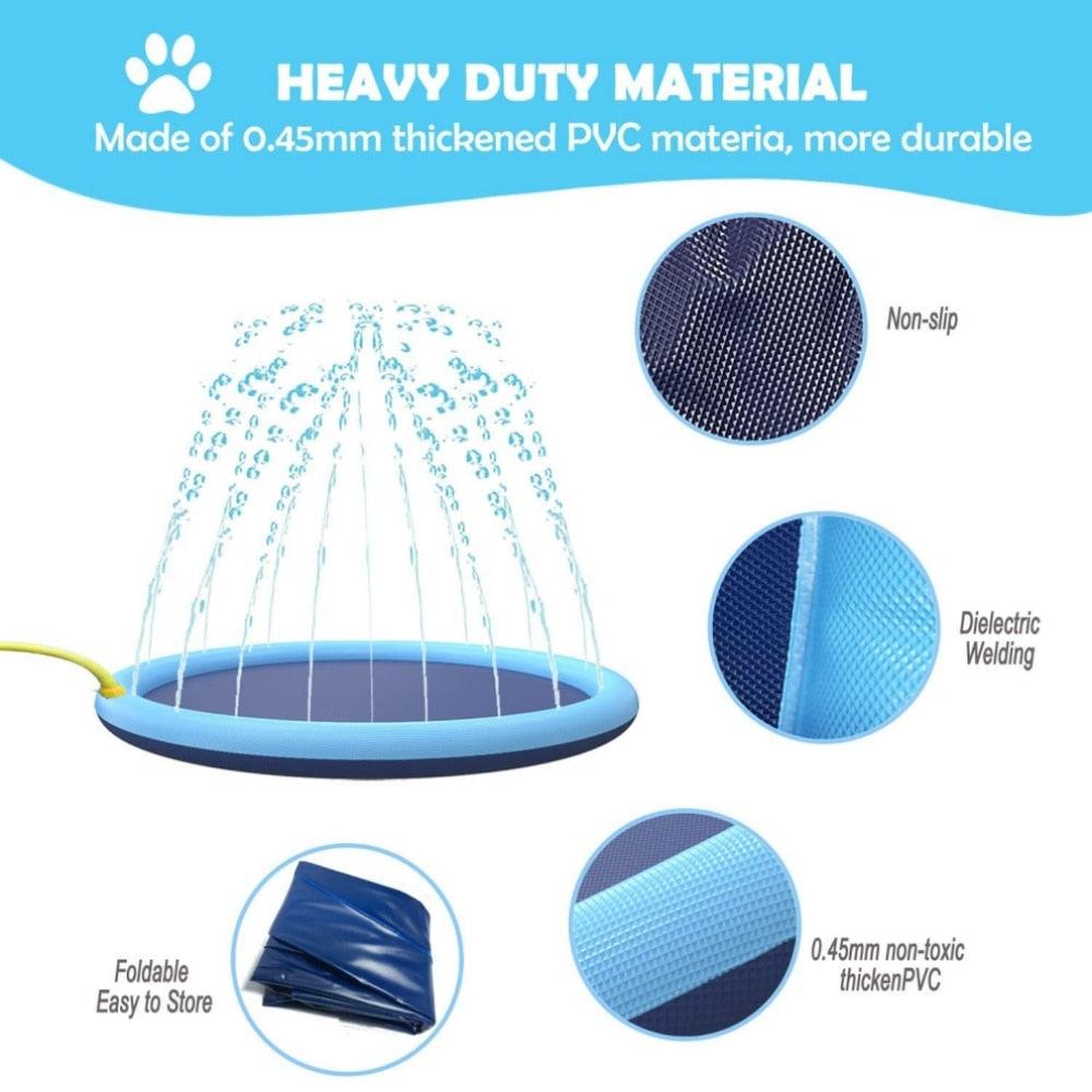 Splash Sprinkler Pad for Dogs Non-Slip Thicken Dog Pool with Sprinkler