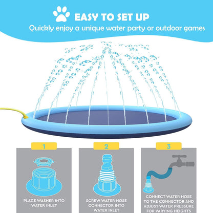 Splash Sprinkler Pad for Dogs Non-Slip Thicken Dog Pool with Sprinkler